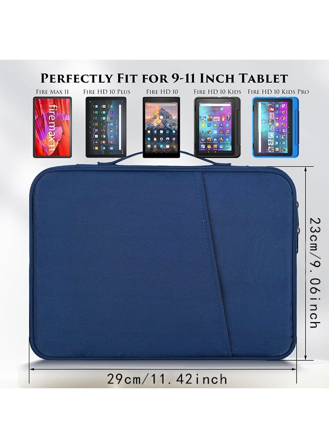 11 inch Laptop Case Sleeve for Water-Resistant Shockproof Handle Bag Cover w/Accessory Pocket -Navy Blue - Image 2