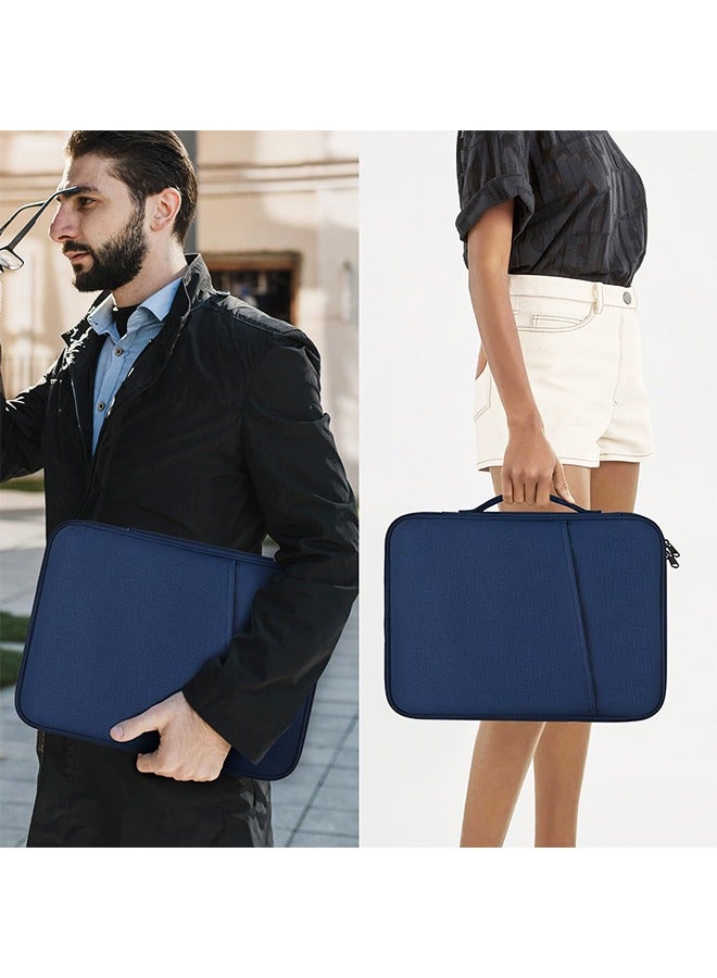 11 inch Laptop Case Sleeve for Water-Resistant Shockproof Handle Bag Cover w/Accessory Pocket -Navy Blue - Image 5