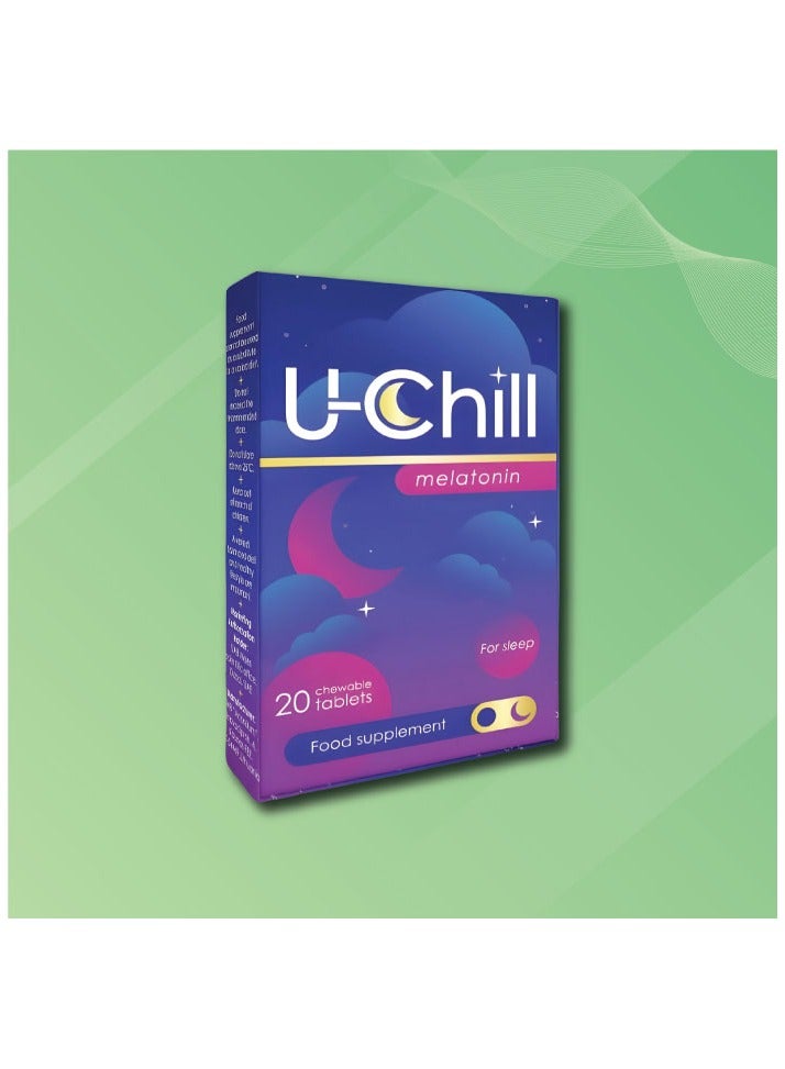 U chill MELATONIN SLEEP  SUPPLEMENT 20 TABLETS - Image 1