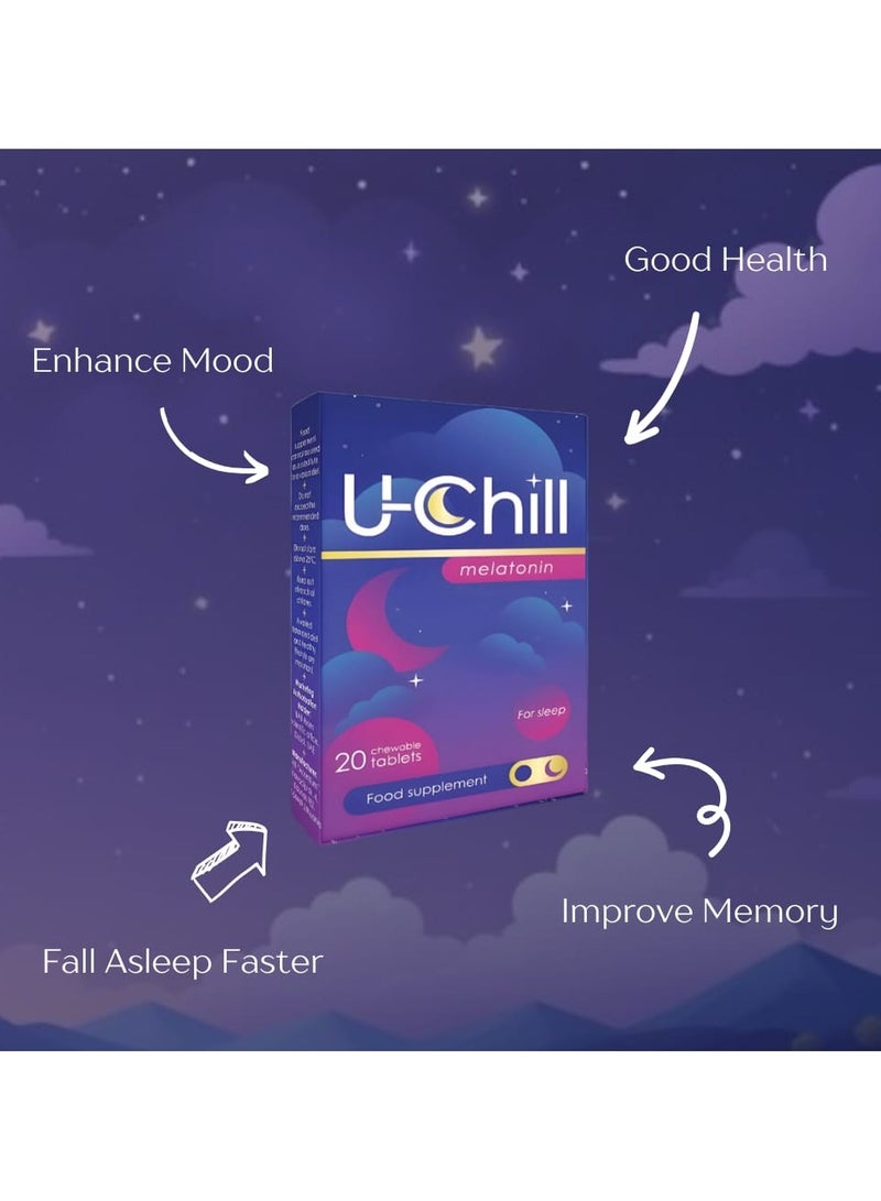 U chill MELATONIN SLEEP  SUPPLEMENT 20 TABLETS - Image 3