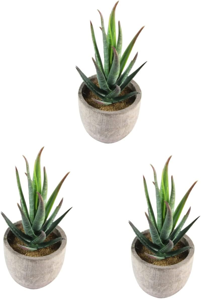 klarako 3pcs with Outdoor Simulation Fake Faux in Plants Gray Succulent Style Pots Artificial Succulents Decorations Indoor Potted Decorative - Image 1