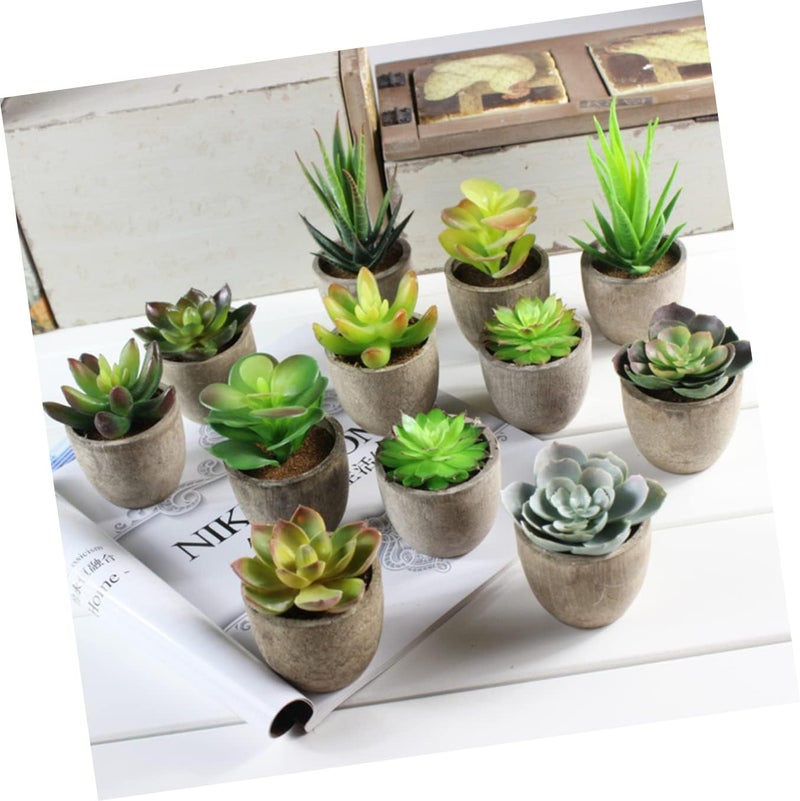 klarako 3pcs with Outdoor Simulation Fake Faux in Plants Gray Succulent Style Pots Artificial Succulents Decorations Indoor Potted Decorative - Image 4