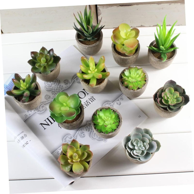 klarako 3pcs with Outdoor Simulation Fake Faux in Plants Gray Succulent Style Pots Artificial Succulents Decorations Indoor Potted Decorative - Image 3