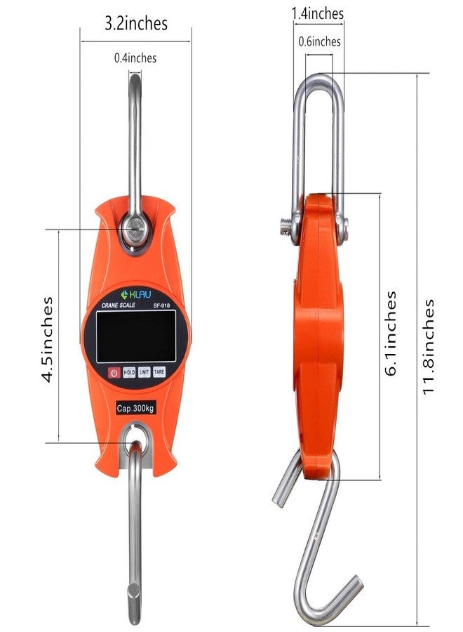 Klau Digital Scale 300 kg / 600 lb SF-918 Postal Scales Industrial Heavy Duty Crane Scale Orange for Home Farm Hunting - Image 2