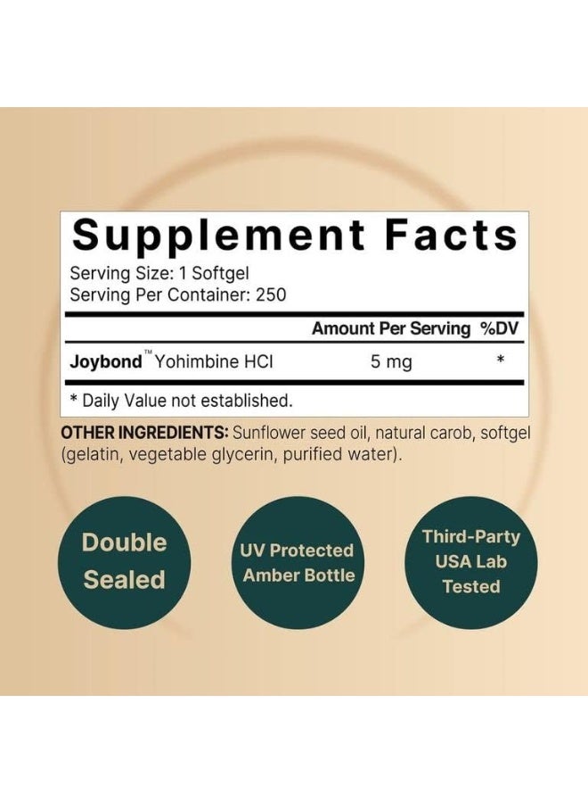 NatureBell Yohimbine HCL 5mg, 250 Softgels, Joybond* - Ultra Strength Yohimbine Bark Extract Supplement, Third Party Tested, Boosts Energy Production - Image 2