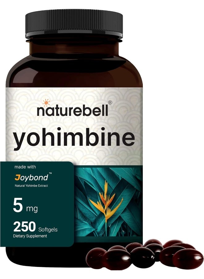 NatureBell Yohimbine HCL 5mg, 250 Softgels, Joybond* - Ultra Strength Yohimbine Bark Extract Supplement, Third Party Tested, Boosts Energy Production - Image 1