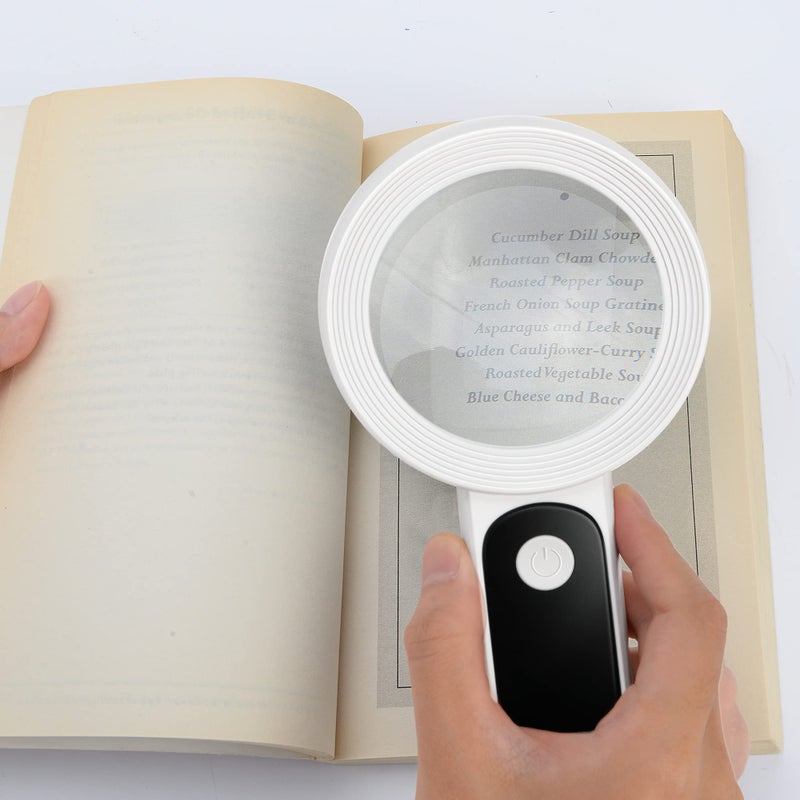 JMH Magnifying Glass with Light, High Magnification Handheld Large Magnifying Glass 18LED Cold and Warm Light with 3 Modes, Illuminated Lighted Magnifier for Seniors Reading, Coins, Jewelry, Exploring - Image 3