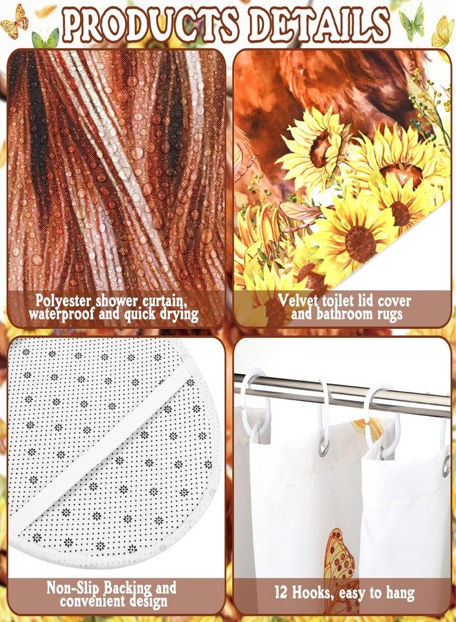 FuWeave طقم ستائر حمام FuWeave مكون من 8 قطع، بتصميم أبقار المرتفعات الاسكتلندية، مع سجاد ومناشف ريفية، وغطاء للمرحاض، وبساط حمام، و12 خطافًا. يتضمن الطقم سجادًا مانعًا للانزلاق، وغطاءً للمرحاض، وحصيرة حمام، و12 خطافًا. - Image 3