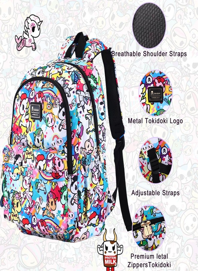 Tokidoki حقيبة ظهر قماش توكيدوكي للنساء، متينة للأعمال تناسب حاسوب محمول بحجم 15.6 بوصة، حقيبة كمبيوتر، حقيبة ظهر للحياة اليومية، حقيبة يومية عصرية، حقائب أنمي (قوس قزح) - Image 5