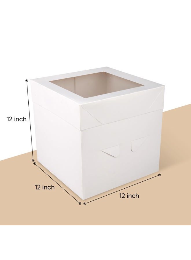 Cakebon Cake Boxes with Cake Drums (White, 12 inch) 1/2" Thick (1-pack) - Cake Boxes 12 Inch for Birthdays, Weddings and Christmas Parties - Cake Boxes with Window - Image 2