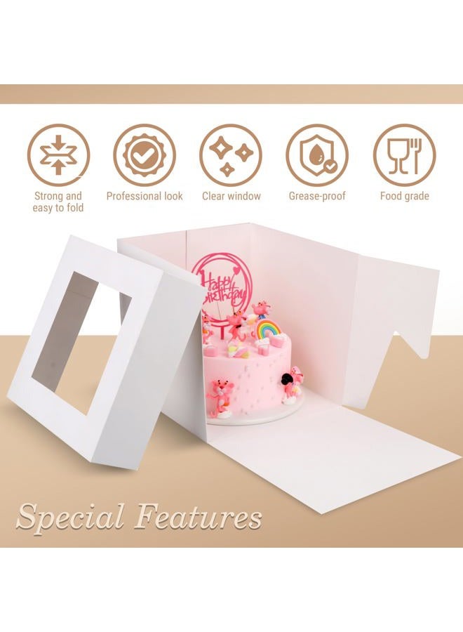 Cakebon Cake Boxes with Cake Drums (White, 12 inch) 1/2" Thick (1-pack) - Cake Boxes 12 Inch for Birthdays, Weddings and Christmas Parties - Cake Boxes with Window - Image 4