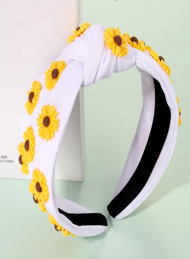 مولوك طوق رأس مولوخ الزهري للنساء، إكسسوارات صيفية للشاطئ، طوق رأس مزين بالخرز على شكل زهرة عباد الشمس، طوق رأس مرصع بالكريستال، طوق رأس على شكل عقدة علوية، زينة حفلات صيفية على الشاطئ، هدايا - Image 2