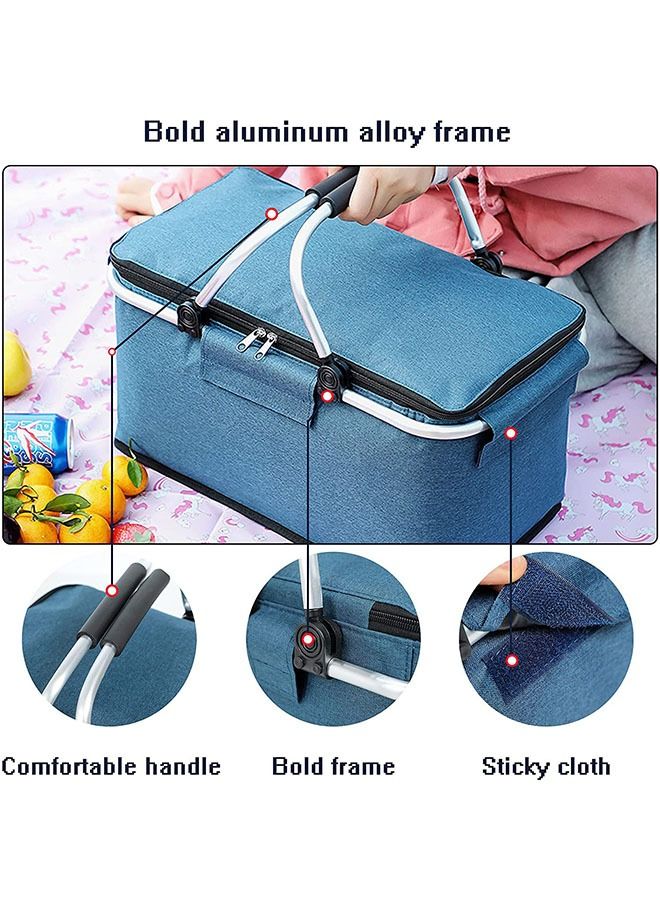 ZCM-HAPPY Outdoor Thermal Insulation Picnic Basket Foldable Portable Storage Basket - Image 2