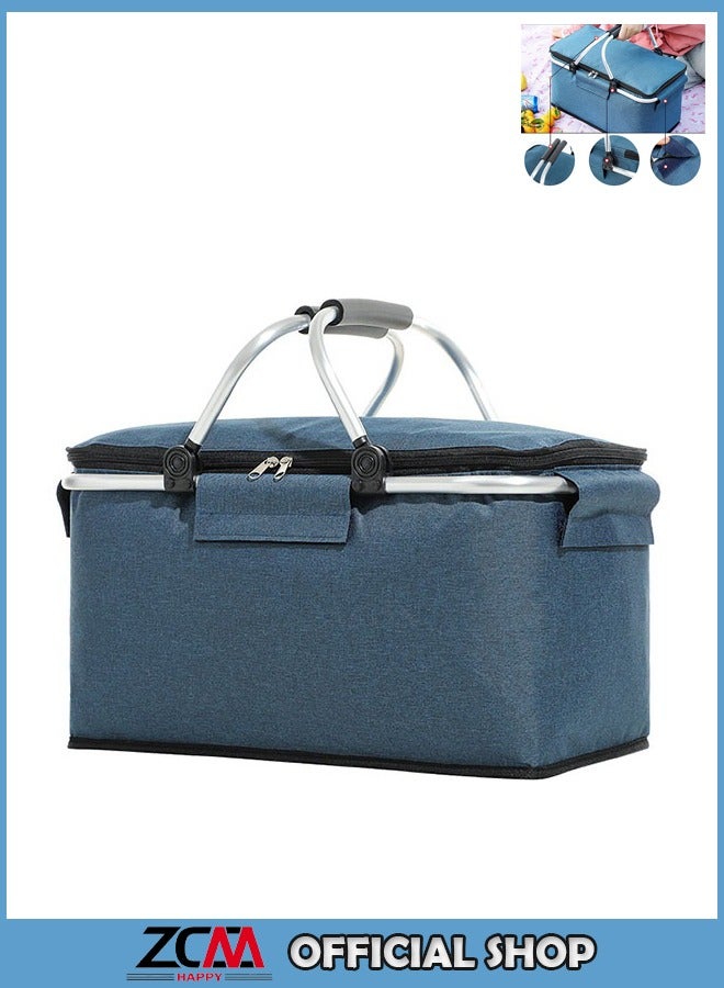 ZCM-HAPPY Outdoor Thermal Insulation Picnic Basket Foldable Portable Storage Basket - Image 1