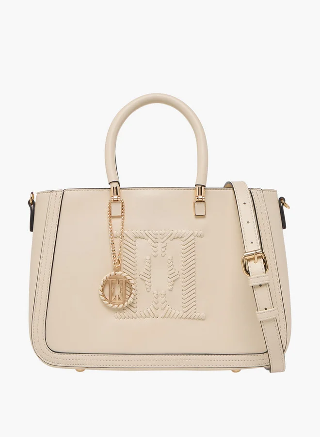 ELLE Stitch Detail Tote Bag with Zip Closure