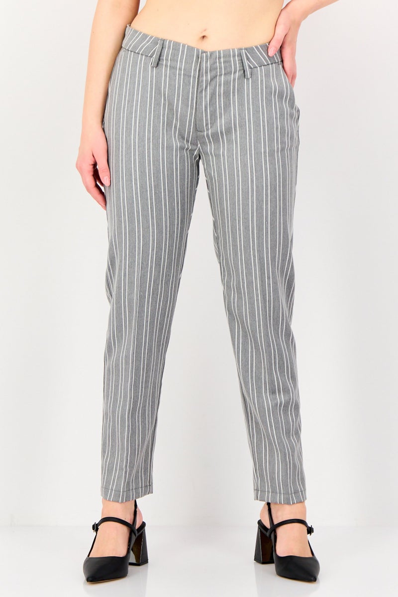 Reiko Women Cigarette Fit Stripe Dress Pants, Multicolor - Image 1
