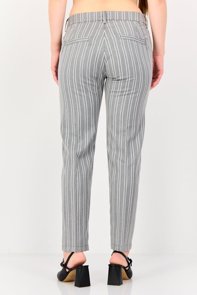 Reiko Women Cigarette Fit Stripe Dress Pants, Multicolor - Image 3