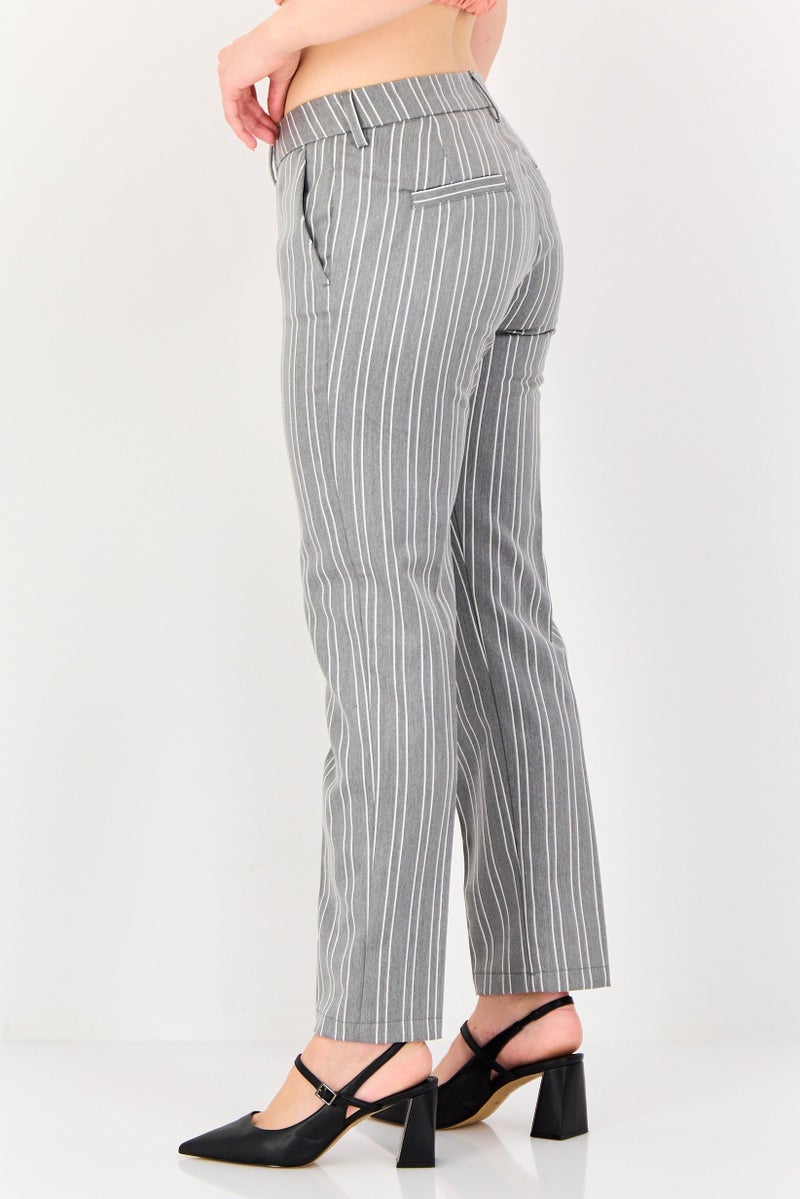 Reiko Women Cigarette Fit Stripe Dress Pants, Multicolor - Image 2