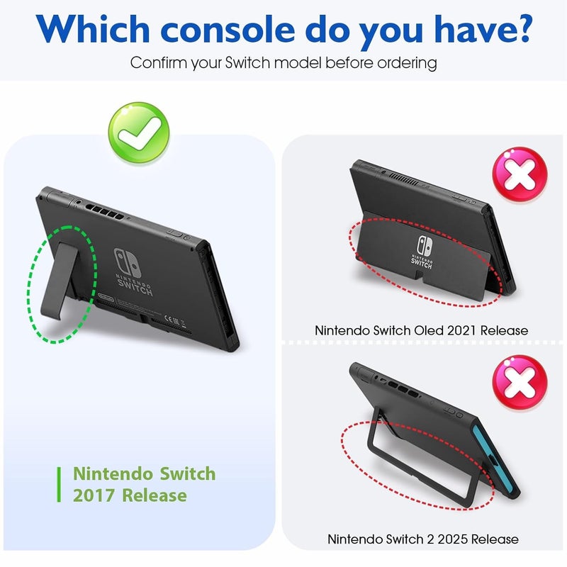 COMCOOL Dockable Case for Nintendo Switch 3 in 1 Protective Cover Case for Nintendo Switch and Joy-Con Controller with Screen Protector and Thumb grips - Midnight Green - Image 2