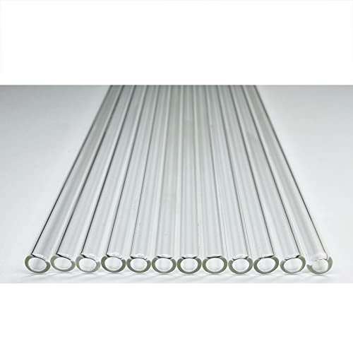 Yeeseok Glass tubes 12 Piece, 8 Inch Long Reusable Glass Straws Borosilicate OD 10 mm Thickness 1.5 mm Industrial Glass Tubing for Tall Cups (10mm / Clear) - Image 1