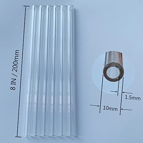 Yeeseok Glass tubes 12 Piece, 8 Inch Long Reusable Glass Straws Borosilicate OD 10 mm Thickness 1.5 mm Industrial Glass Tubing for Tall Cups (10mm / Clear) - Image 4