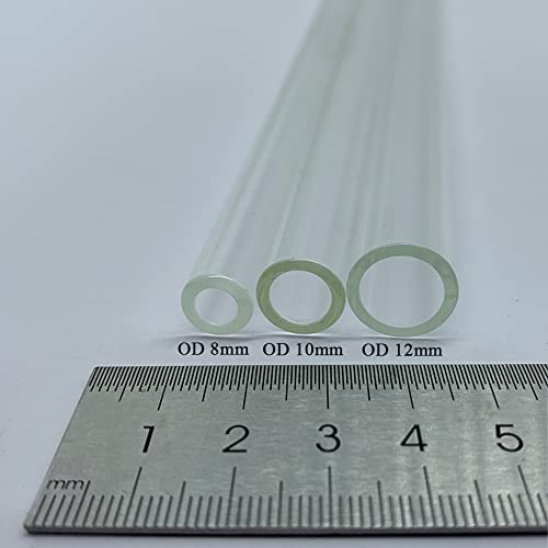 Yeeseok Glass tubes 12 Piece, 8 Inch Long Reusable Glass Straws Borosilicate OD 10 mm Thickness 1.5 mm Industrial Glass Tubing for Tall Cups (10mm / Clear) - Image 2