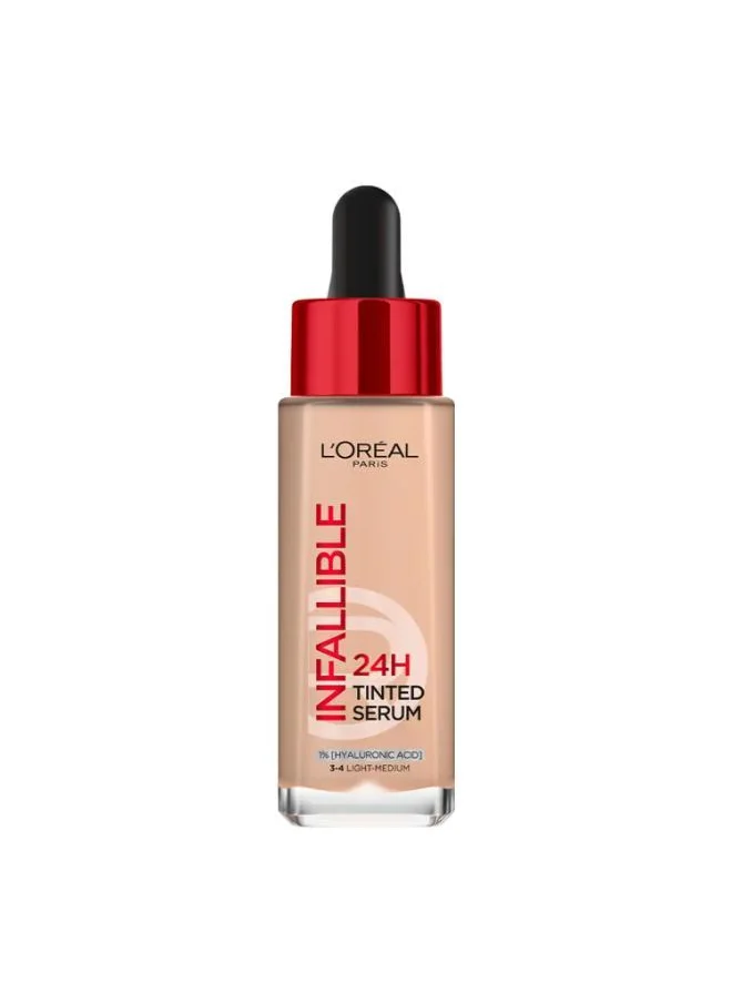 لوريال باريس 24H Infaillible Tinted Serum Shade Light Medium 3-4