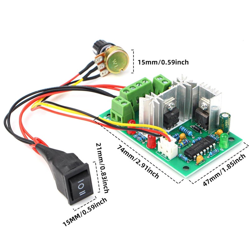 RioRand Upgraded Adjustable DC Motor Speed PWM Controller 10V 12V 24V 30V Reversing Switch 120W - Image 2
