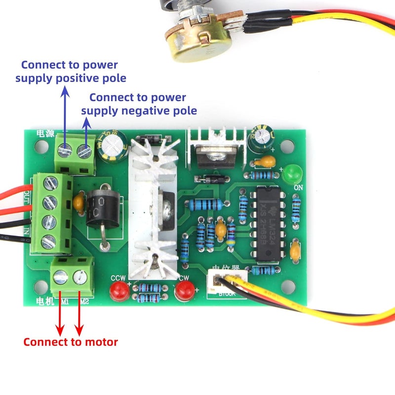 RioRand Upgraded Adjustable DC Motor Speed PWM Controller 10V 12V 24V 30V Reversing Switch 120W - Image 3