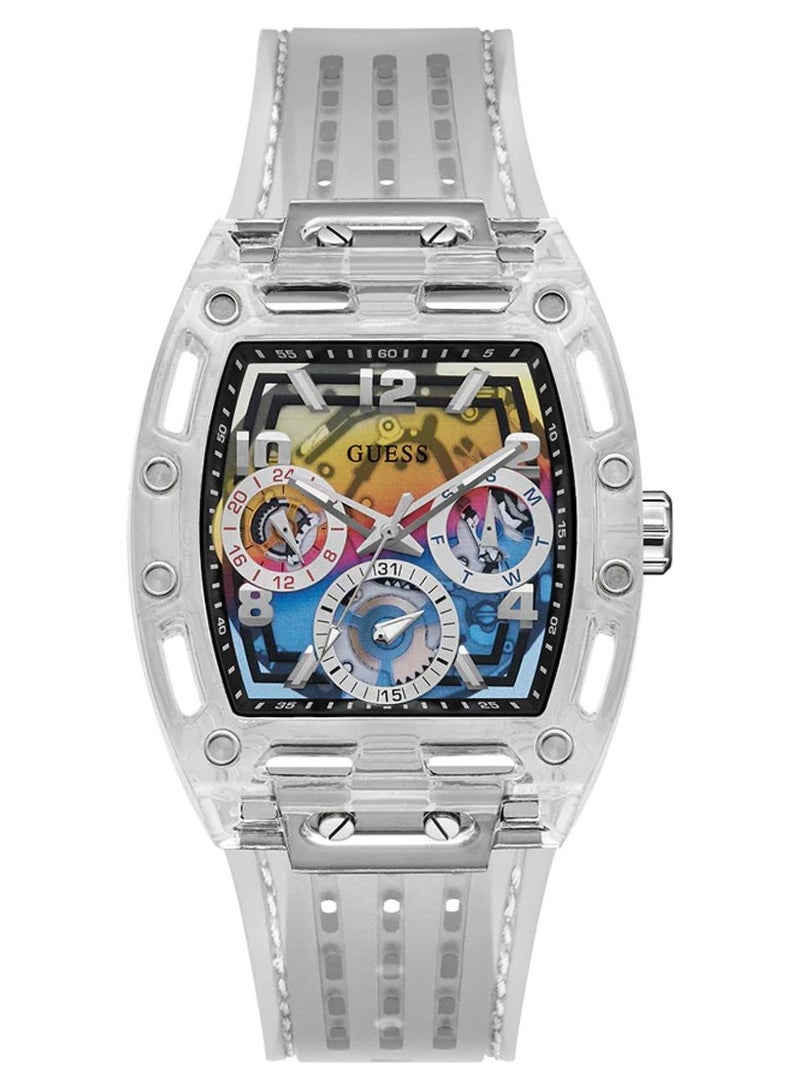 GUESS Phoenix Mens Clear Case Clear Silicone Watch GW0499G3 - 41.5mm - Image 1