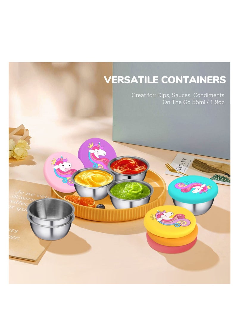 Y&D Salad Dressing Containers To Go, Small Condiment with Lids, Premium Silicone Lids Dipping Sauce Cups Leakproof for Girls Kids Lunch Bento Box, 6PCS - Image 2