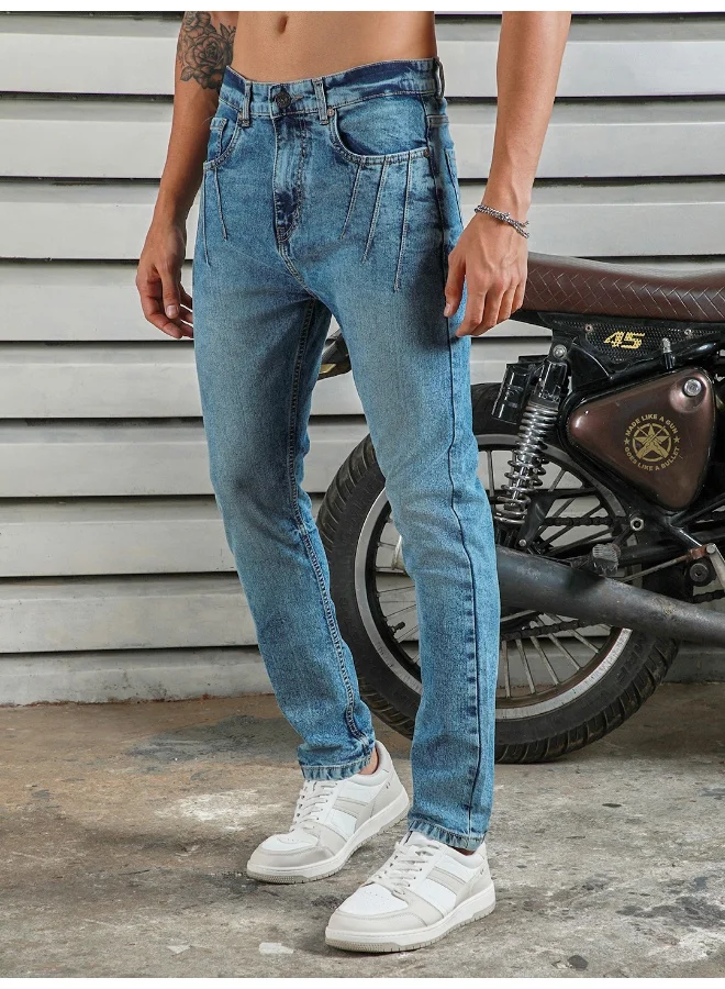 HIGH STAR Men’s Straight Tapered Indigo Jeans – Trendy and Easy