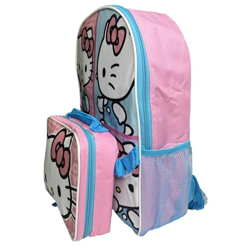 Fast Forward Hello Kitty Kids 16" Backpack with Matching Lunch Box, Pink and Blue, School Bag Set - Image 3