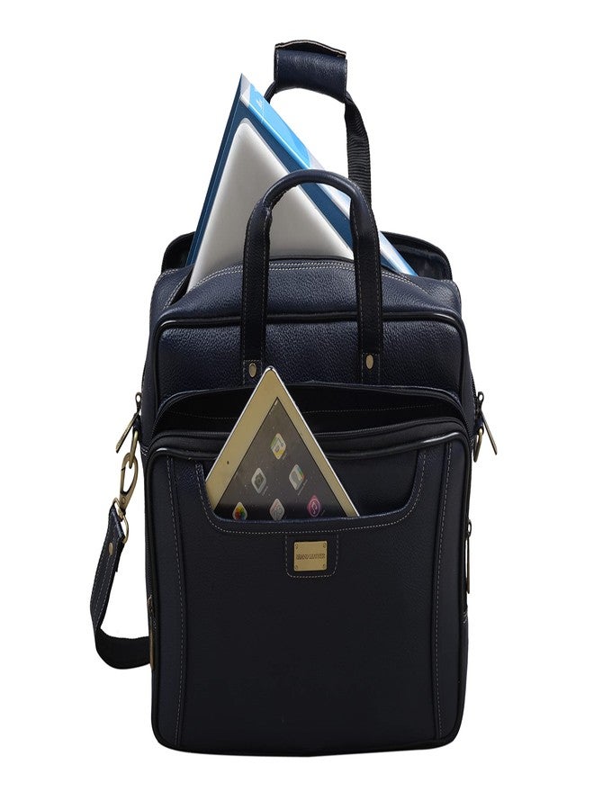BRAND LEATHER Genuine Leather 16 Inch Laptop Messenger Bag For Business|Travell|Meeting|Office (BLUE) - Image 5
