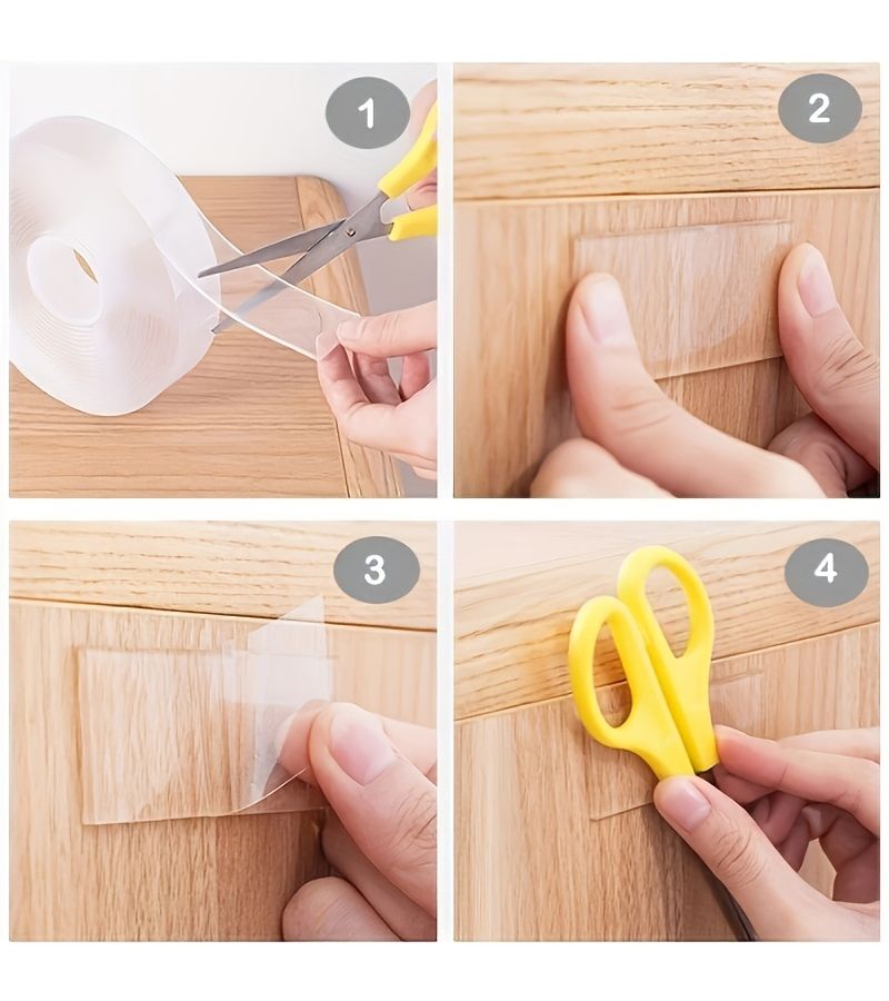3 Rolls Heavy Duty Double Sided Reusable Tape Strong Adhesive Residue Free Home Office Car - Image 5