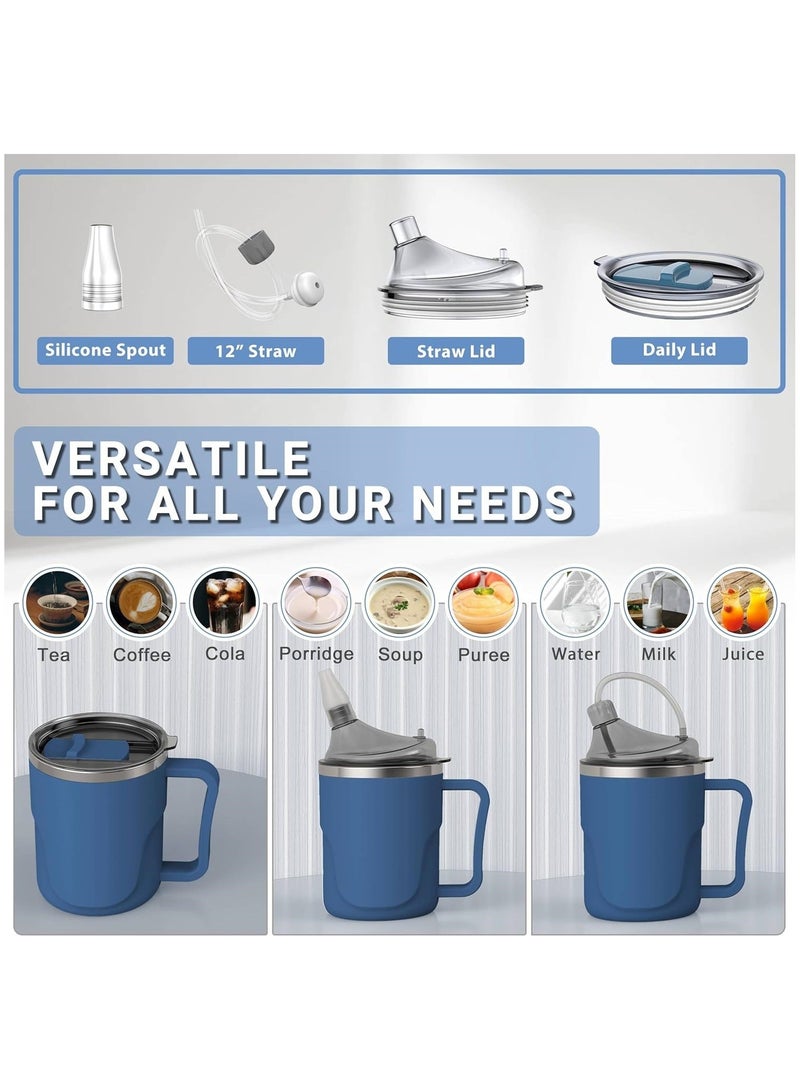 general Anti-Choking Elderly Care Cup with Straw Leakproof Insulated 304 Stainless Steel Thermos for Bedridden Patients 400ml Capacity Multi-Functional Feeding Cup for Liquid Diets Spill-Proof Cup - Image 2