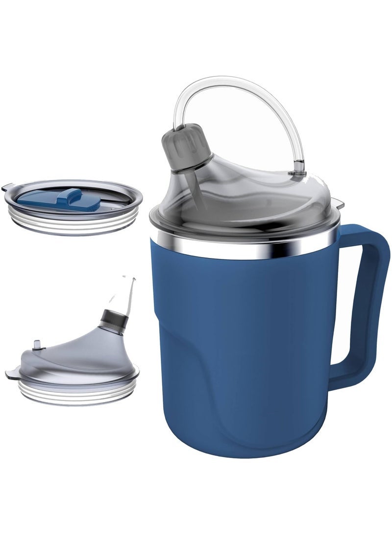 general Anti-Choking Elderly Care Cup with Straw Leakproof Insulated 304 Stainless Steel Thermos for Bedridden Patients 400ml Capacity Multi-Functional Feeding Cup for Liquid Diets Spill-Proof Cup - Image 1