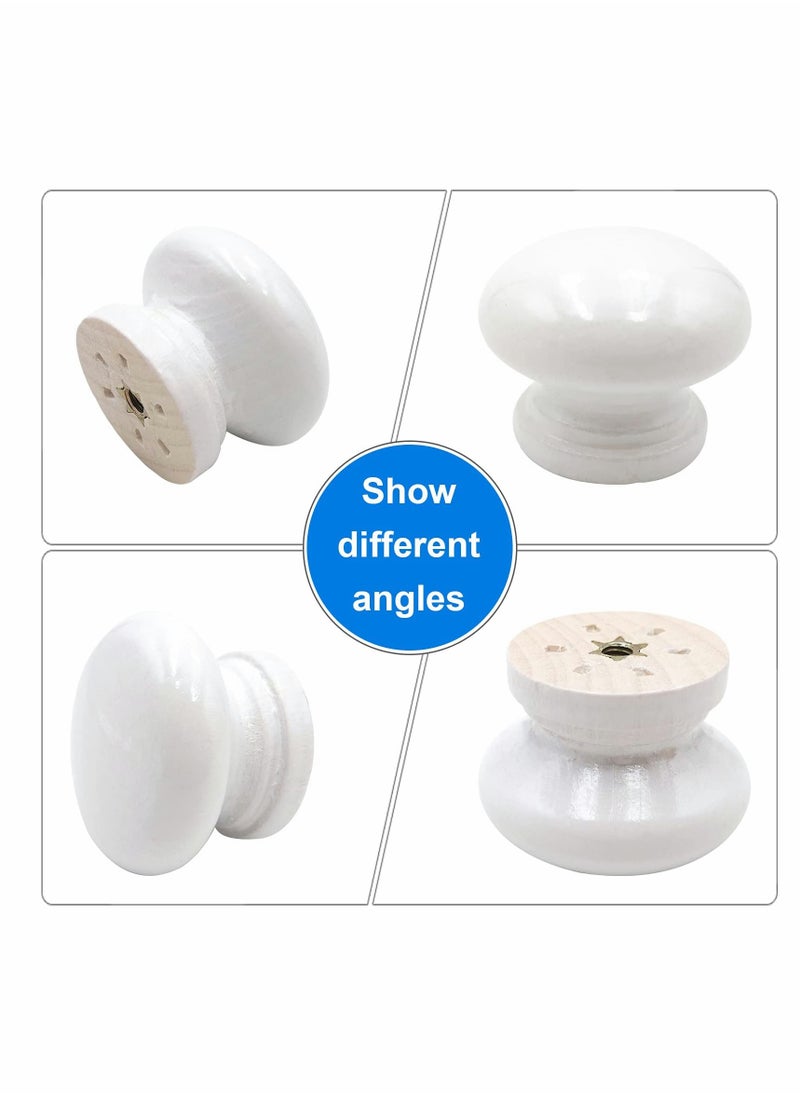 Excefore Round Wood Cabinet Knobs, Mushroom Shape White Wooden Pulls, Drawer Dresser Cupboard Wardrobe (12pcs, Diameter: 1.34 Inch, Height: 1 Inch)  - Image 3