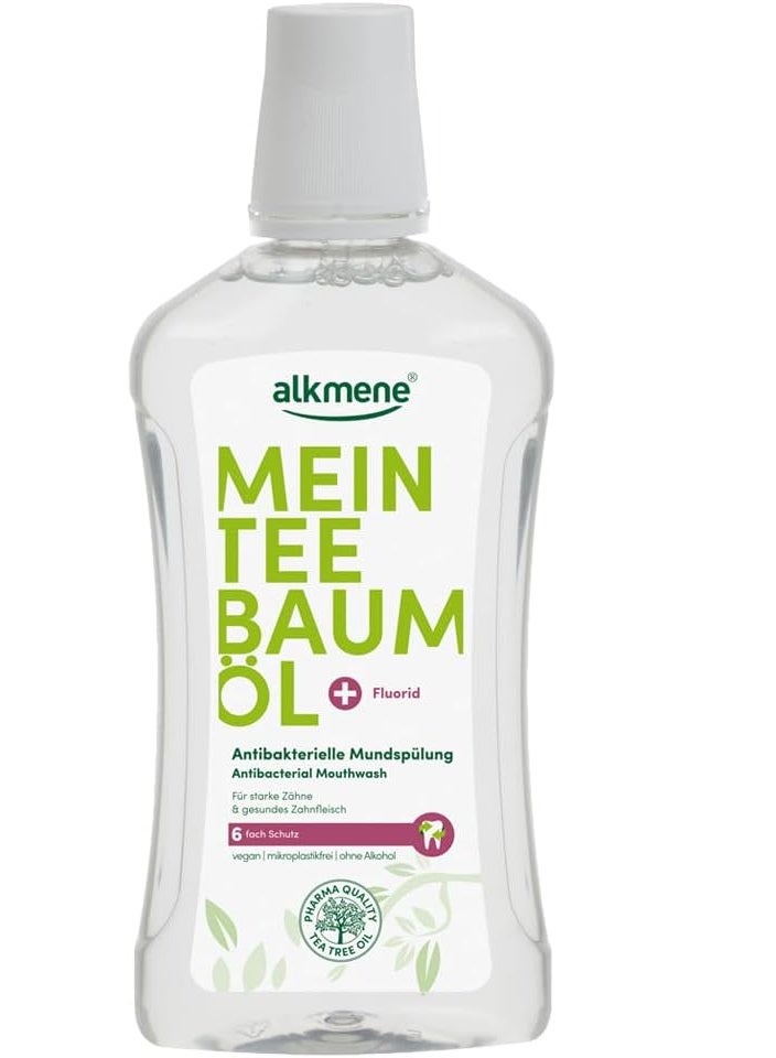 Alkmene My Tea Tree Oil Antibacterial Mouthwash with Fluoride - vegan, alcohol free, microplastic free 500 ml - Image 1