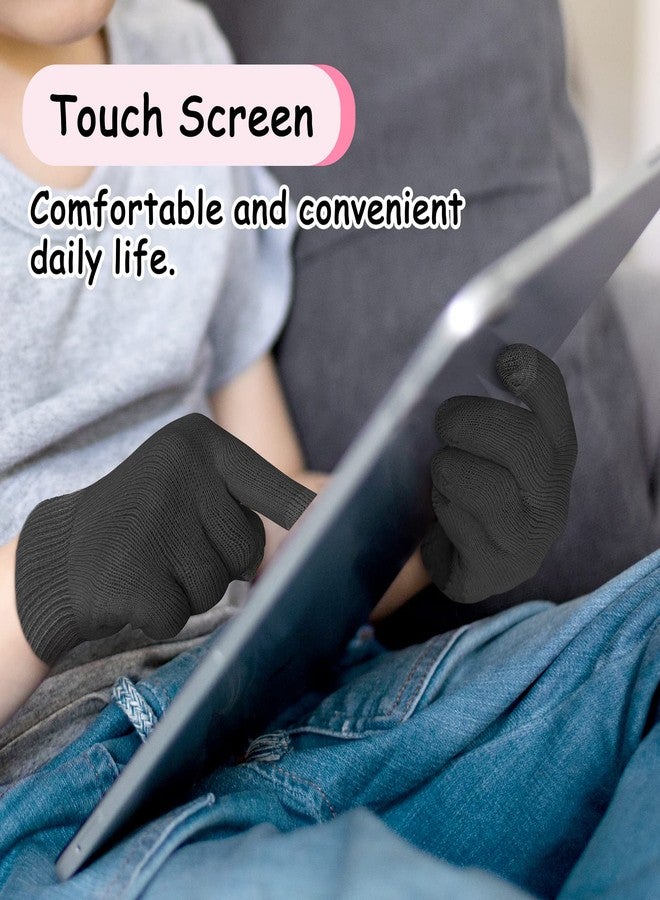 Evridwear Eczema Gloves Kids Cotton Moisturizing Gloves for Dry Hands, Eczema, SPA, Overnight Lotion, 2 Pairs with Touchscreen Fingers (Black) - Image 5