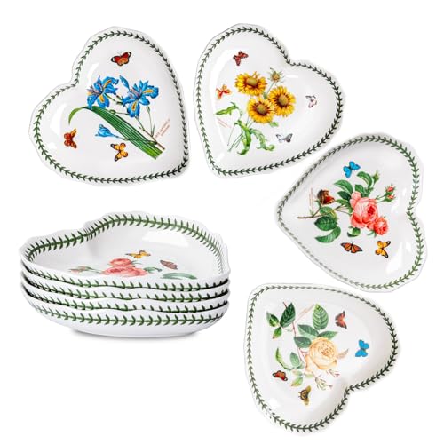 KXZ 22oz Ceramic heart Plates Set Of 4, 9 Inch Heart-Shaped Dessert Plates, White Appetizer, Salad Place, Restaurant Utensils, Microwave, Oven And Dishwasher Safe, White With Floral Pattern - Image 1