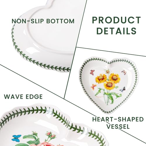 KXZ 22oz Ceramic heart Plates Set Of 4, 9 Inch Heart-Shaped Dessert Plates, White Appetizer, Salad Place, Restaurant Utensils, Microwave, Oven And Dishwasher Safe, White With Floral Pattern - Image 3