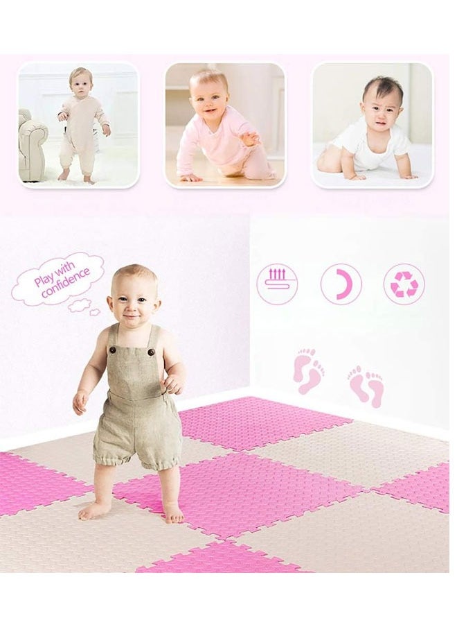 HQ-GAMING - Yoga Mat Exercise Mat Gym Interlocking EVA Foam Floor Mat Tiles 30 x 30 x 1.2cm Protective Flooring Workout Exercise Mat Puzzle Cushion with Borders For Kids Playing (Beige) - Image 1