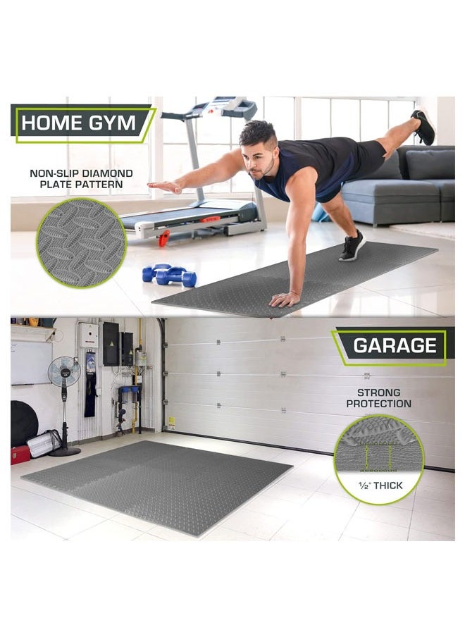 HQ-GAMING - Yoga Mat Exercise Mat Gym Interlocking EVA Foam Floor Mat Tiles 30 x 30 x 1.2cm Protective Flooring Workout Exercise Mat Puzzle Cushion with Borders For Kids Playing (Beige) - Image 1