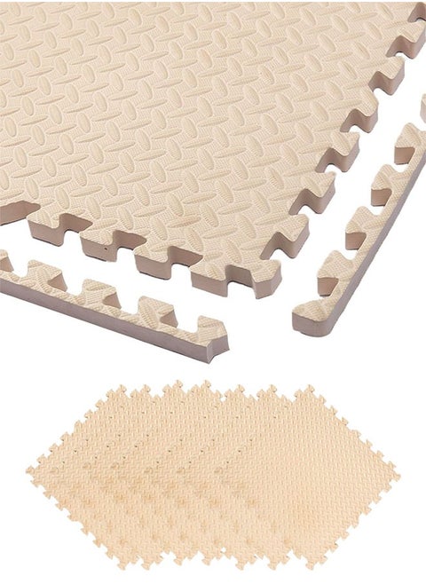 Yoga Mat Exercise Mat Gym Interlocking EVA Foam Floor Mat Tiles 30 x 30 x 1.2cm Protective Flooring Workout Exercise Mat Puzzle Cushion with Borders For Kids Playing (Beige)
