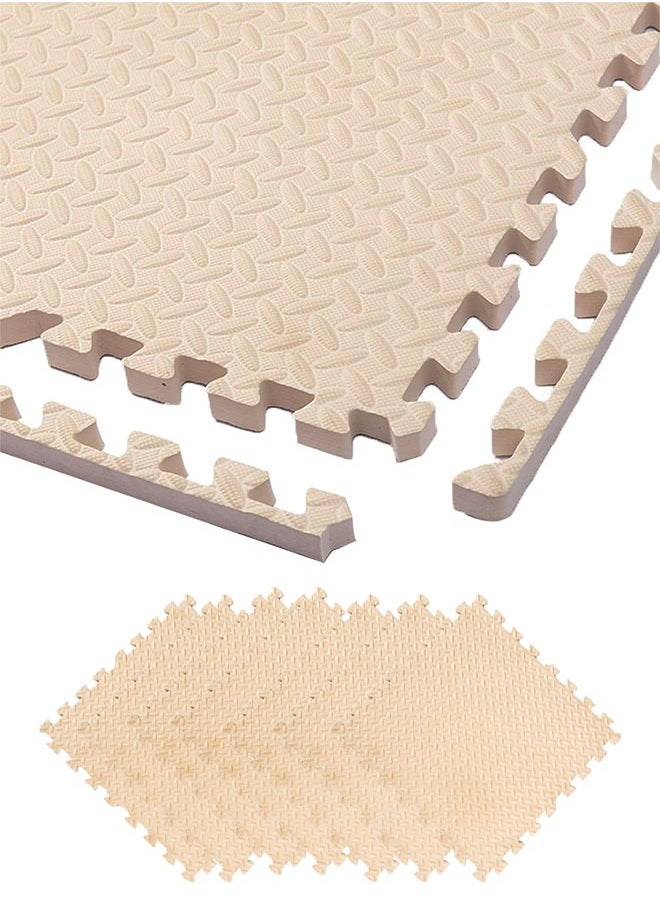 HQ-GAMING - Yoga Mat Exercise Mat Gym Interlocking EVA Foam Floor Mat Tiles 30 x 30 x 1.2cm Protective Flooring Workout Exercise Mat Puzzle Cushion with Borders For Kids Playing (Beige) - Image 1