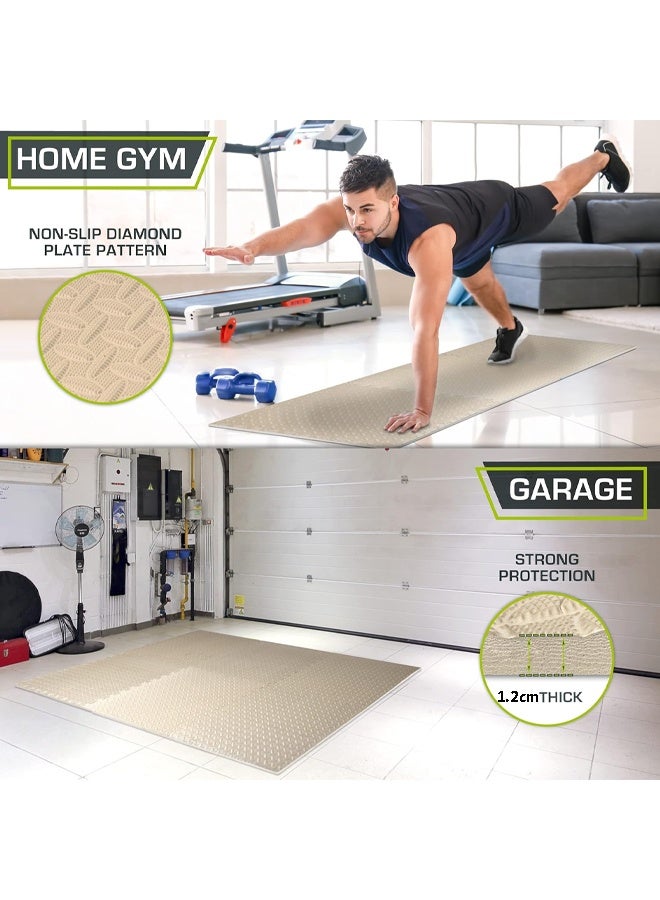 إتش كيو جيمنغ حصيرة اليوغا الرياضة حصيرة - صالة الألعاب الرياضية المتشابكة إيفا رغوة الكلمة حصيرة البلاط 30 × 30 × 1.2cm حماية الكلمة حصيرة الرياضة حصيرة لغز ، مع الحدود ، ومناسبة للأطفال للعب ( بيج ) - Image 3