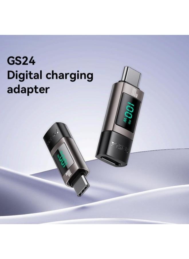 Yesido - Yesido GS24 100W USB-C / Type-C to USB-C / Type-C Aluminum Alloy Digital Display Adapter - Image 1