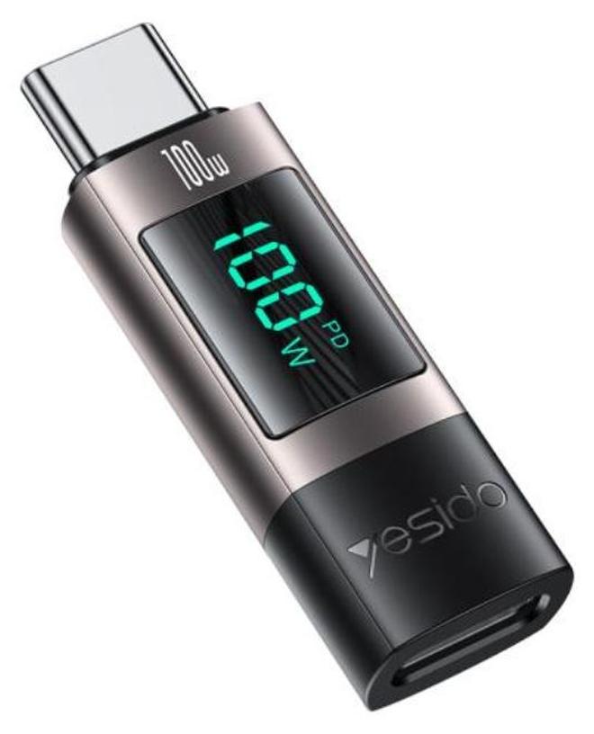 يسيدو محول شاشة رقمية Yesido GS24 بقوة 100 واط من USB-C / Type-C إلى USB-C / Type-C مصنوع من سبائك الألومنيوم - Image 1