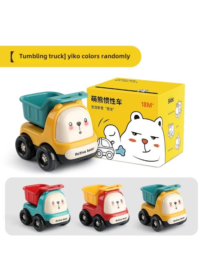 Hubao Children's Toy Car Inertia Car Boys And Girls 1-2-3 Years Old Engineering Car Cartoon Baby Baby Puzzle Model-Color:Inertia Dump Truck (3 Gift Box)  - Image 1